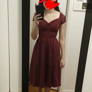 Unique Vintage burgundy 1950s sweetheart midge dress XS